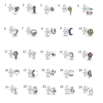 

ME Collection Flower Star Rainbow Bee Earrings Sterling Silver Jewelry Studs Earrings For Woman Wedding Fashion Elegant Earring