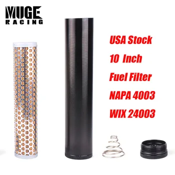 

Aluminum Car Auto Fuel Filter 10 Inch 1/2-28 5/8-24 Black Solvent Trap Tuning Car Universal for NAPA 4003 WIX 24003 OFI016