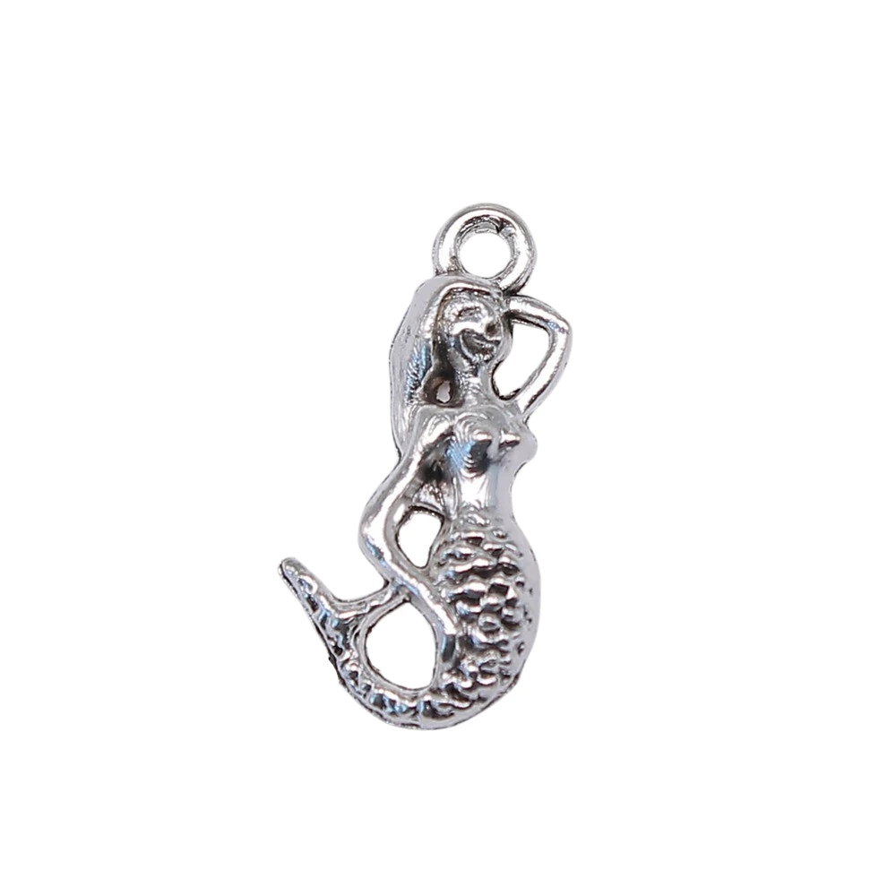

WYSIWYG 10pcs 23x11mm Mermaid Charms Antique Silver Plated Pendant Charms For Jewelry Making DIY Jewelry Components