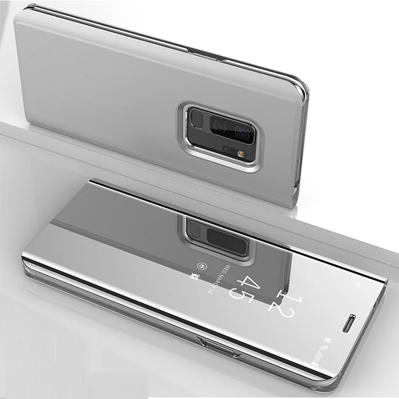 silver YueTuo Роскошный кожаный флип-чехол для телефона samsung galaxy J7 J5 J3 pro J730 J330 J530 зеркальный прозрачный Вид pu смарт-чехол - Цвет: silver