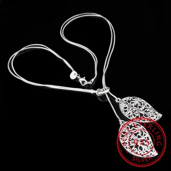 

925 Sterling Silver Necklace Hollow Flowers Leaves Pendant Necklace For Women Choker S-N25