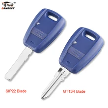 Dandkey capa chave do carro 1 botão remoto caso chave para fiat punto doblo bravo transponder auto chave escudo sip22 lâmina/gt15r lâmina