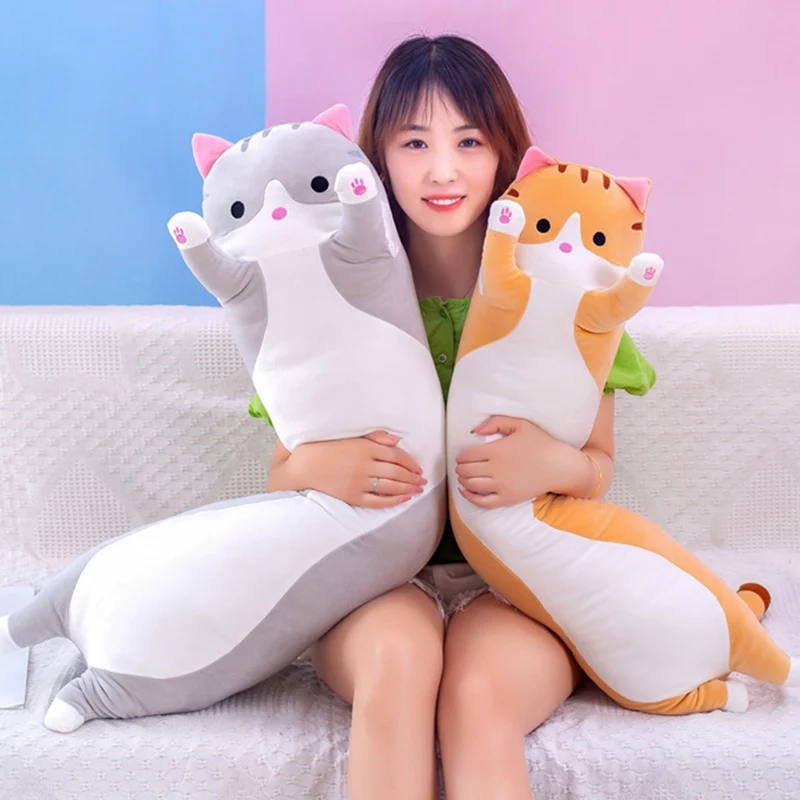 Подушка с рисунком кота из мультфильма, Мягкая Милая Подушка Coussin, дышащая подушка, длинная подушка для пола, подарок на год для детей, Современный домашний декор