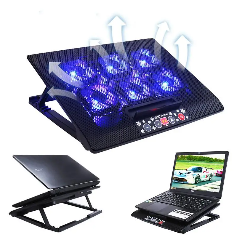 

Silent Cooler Notebook Aluminum Cooling Pad Base 5v LED 6 Fans Laptop Notebook Cooler usb Port Support for hp 15 17 15.6