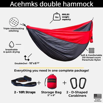 

Double Outdoor Camping Hammock Nylon Folding Ultralight Portable Hammocks For Travel 300*200 CM With tree straps