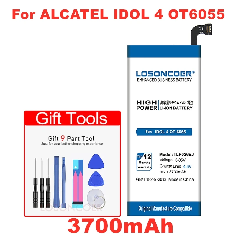 Аккумулятор LOSONCOER TLp026EJ 3700 мАч для Alcatel idol 4 OT6055 6055 6055K 6055B 6055H 6055U 6055Y|Аккумуляторы