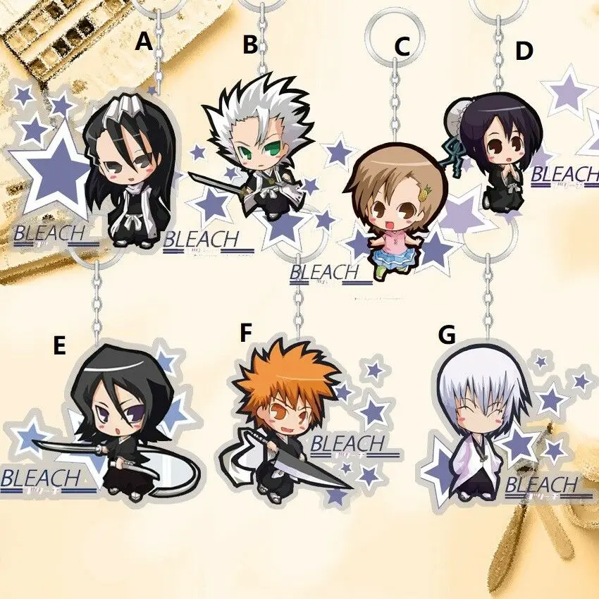 Anime Bleach Hitsugaya Toushirou Kuchiki Rukia Acrylic Keychain Keyring