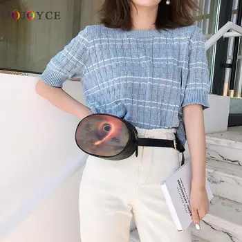 

Universe Stars Printed Women Fanny Pack Fashion Oval Shape Crossbody Zipper Pouch PU Leather Waist Bag
