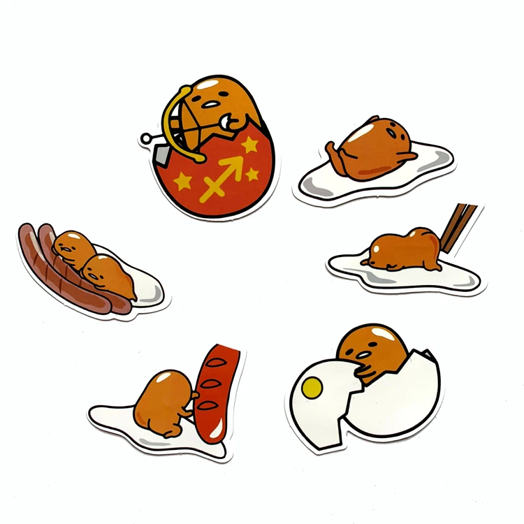6 шт. Sanrio Новинка японский Gudetama Lazy Яйцо мультфильм забавные наклейки для рюкзака