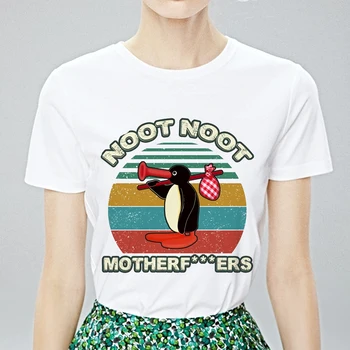 

New T shirt Women Retro Beautiful NOOT Tshirt Funny Streetwear Harajuku Top Lively Pingu Cute Print T-shirt Fashion Ropa Mujer