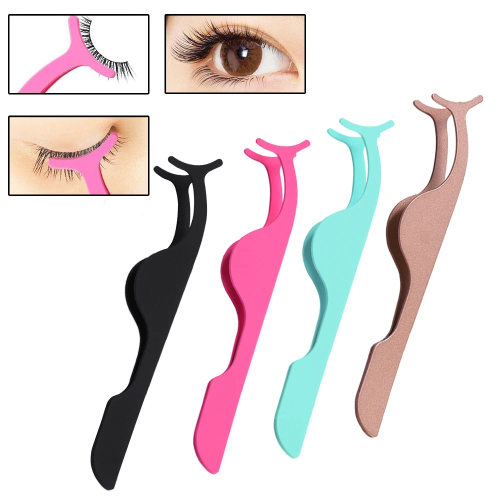 

1pc False Eyelash Tweezers Fake Eye Lash Applicator Eyelash Extension Curler Nipper Auxiliary Clip Clamp Makeup Forceps Tool New