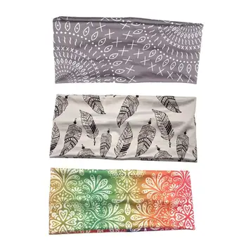 

3Pcs Non-Slip Flower Printing Elastic Headbands Cloth Women Stretchy Working Out Head Wrap Running Headbands Hair Accessories