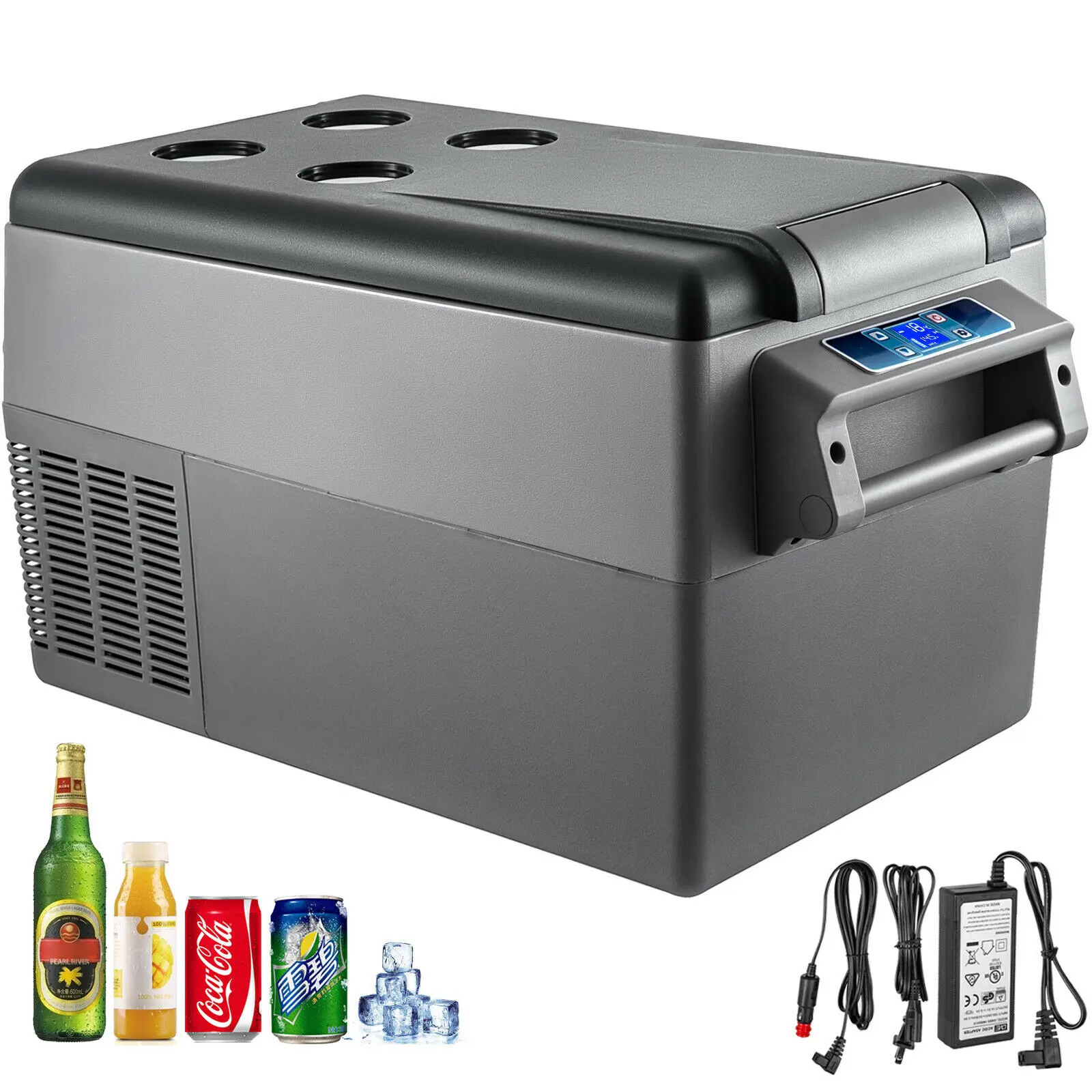 35L VEVOR Car Refrigerator Compressor Portable Small Refrigerator Car Refrigerator Freezer Vehicle Car Truck RV Boat Mini Electric Cooler for Driving Travel Fishing Outdoor and Home Use 