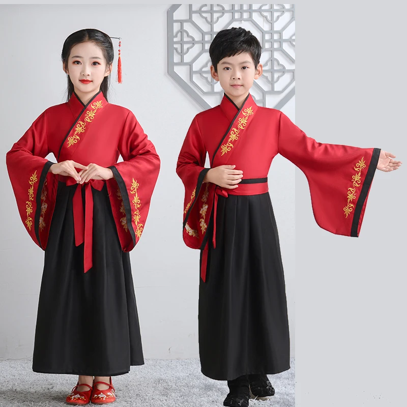 Древний китайский костюм; детское платье Hanfu; одежда для народных танцев; Традиционное китайское платье для мальчиков и девочек - Цвет: 11