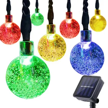 

100 LEDs Solar Powered Bubble Ball Fairy String Lights Garden Decor Solar Lamp Waterproof For Wedding Home Indoor Decoration