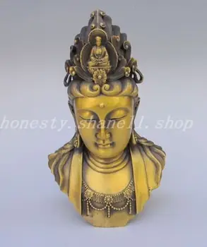 

rui2688 Exquisite Chinese Brass Guanyin Head Buddha Statue