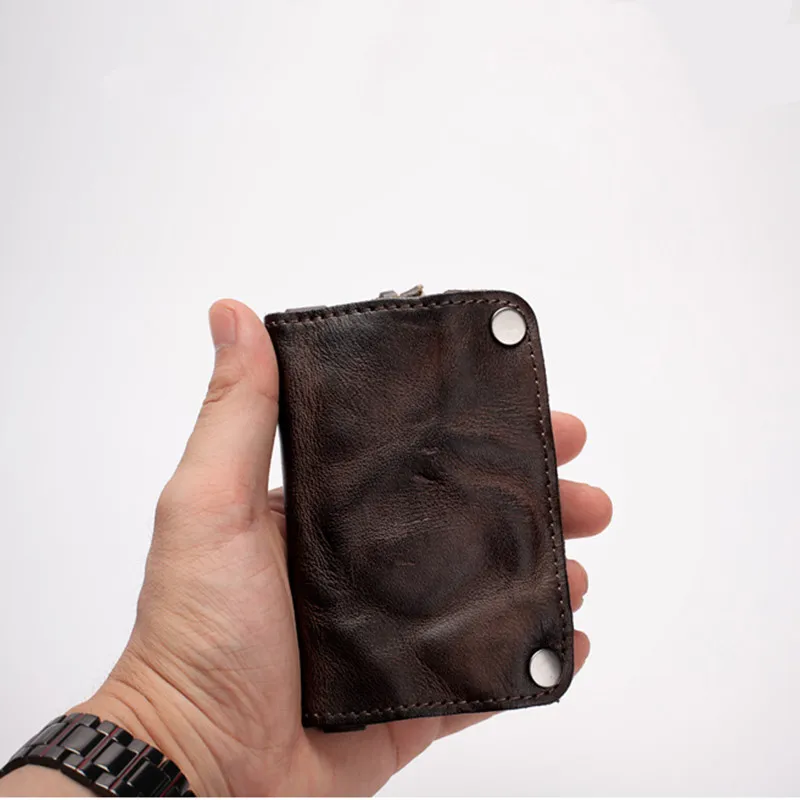 Vintage Genuine Leather Key Holder Cowhide Men Women Key Wallet Organizer Pouch Car Keychain Housekeeper Case Card Bag key case key holder key organizer key purse