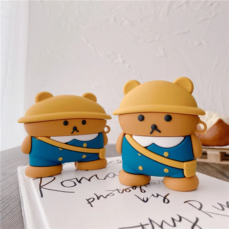 Мультфильмы 3D школьная бурый медведь кукла силиконовый чехол Коробка для