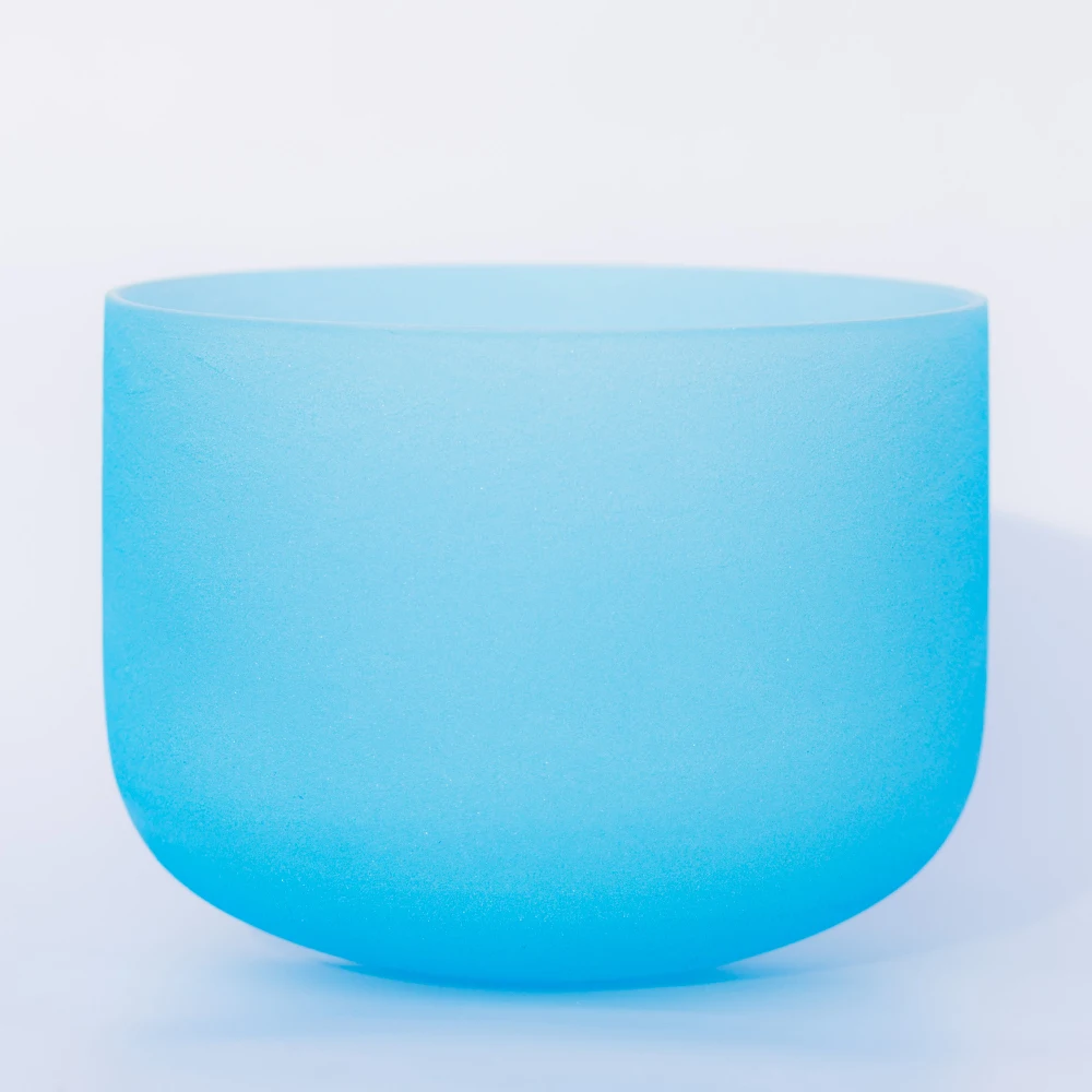 

8" G Throat Chakra Blue Colored Frosted Quartz Crystal Singing Bowl,O ring and Mallet included,For Meditation