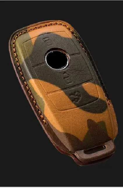camouflage cover Роскошный чехол для ключей из натуральной кожи для Mercedes Benz C Class W205 C200 C180 C260 C300 E Class W213 E200 S Class - Название цвета: camouflage cover