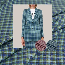 Перламутровая шелковая клетчатая пряжа окрашенная камвольная шерстяная ткань шерсть полиэстер текстильные материалы Осенняя Женская куртка швейная ткань