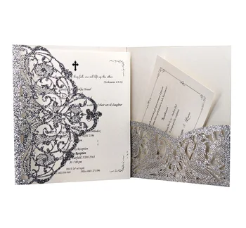 

50pcs Fancy Hollow lace card European lace and invitation card Greeting Card Customize Business With RSVP Card Party Supplies