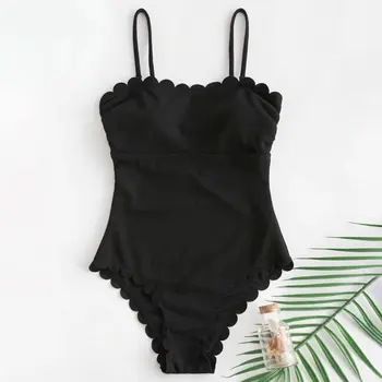 

2020 New Women's Black One-piece Shoulder Triangle Swimsuit Summer Vacation Swimming Sports