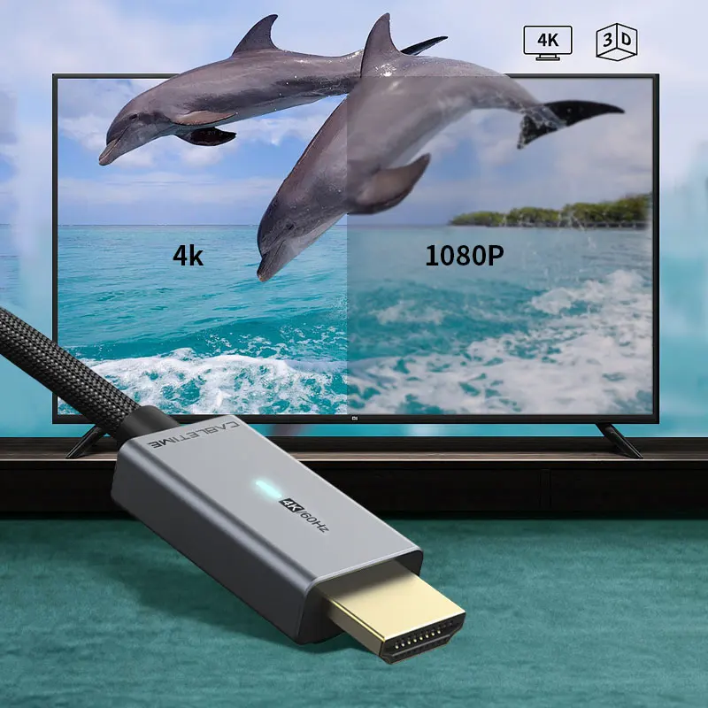 CABLETIME ̴ DP-HDMI ̺, Ϸ ̴ ÷ Ʈ-HDMI  ̺, Ʈ 1 2, ̼  XPS C324, 4K, 60Hz