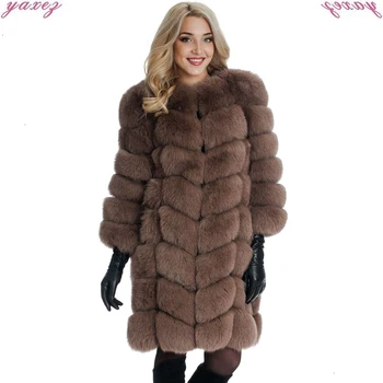 

New Medium Long Fake Fox Fur Jacket Women Winter Faux Fox Fur Jackets Woman Warm Artifical Fox Fur Coats Female Ladies Fur