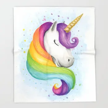 

Portable Flannel Blanket Cute Rainbow Unicorn Throw Blanket Comfortable and Soft Sheets Sofa Warm Blanket