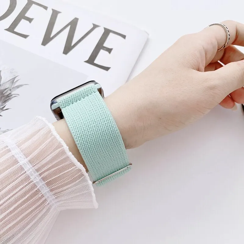 Nylon Strap for Apple Watch Band Ultra2-1 49mm 41mm 45 mm 38/42 Bohemian Elastic Bracelet iWatch Series 9 8 7 6 5 4 3 Se 40/44mm