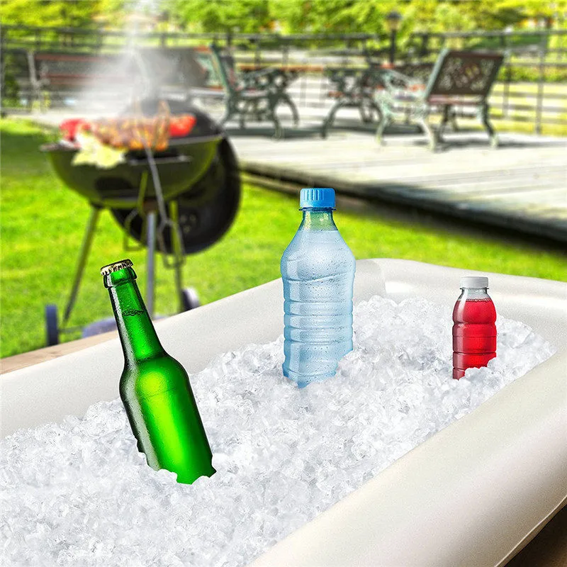 

2 PCS Inflatable Serving/Salad Bar Tray Food Drink Holder - BBQ Picnic Pool Party Buffet with a drain plug