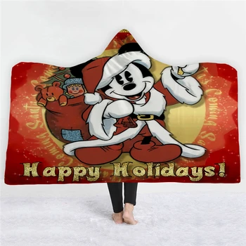 

Children Blanket Mickey Mouse Hooded Blanket Flannel Plush Quilt Sofa/bed/plane Travel Bedding Throw Blanket Blanket Sweatshirt