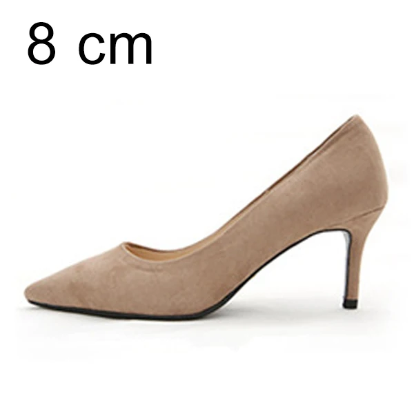 Apricot Pumps 8cm Женские туфли-лодочки Женская обувь в Для женщин каблуке, Фирменная женская обувь, мягкое покрытие флок, однотонный цвет, классические женские тонкий каблук Повседневная обувь размера плюс Весна де - Color: Apricot Pumps 8cm