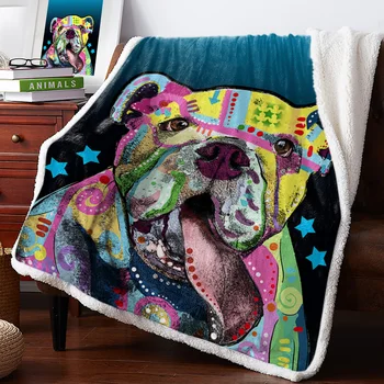

Color Graffiti Shar Pei Diversified Throw Blanket Bedspread Coverlet Soft Warm Fleece Blanket Christmas Decor Blankets for Beds