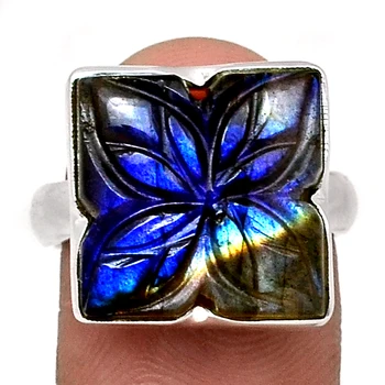 

Genuine Carved Labradorite Ring 925 Sterling Silver, USA Size : 8.25, AR4326