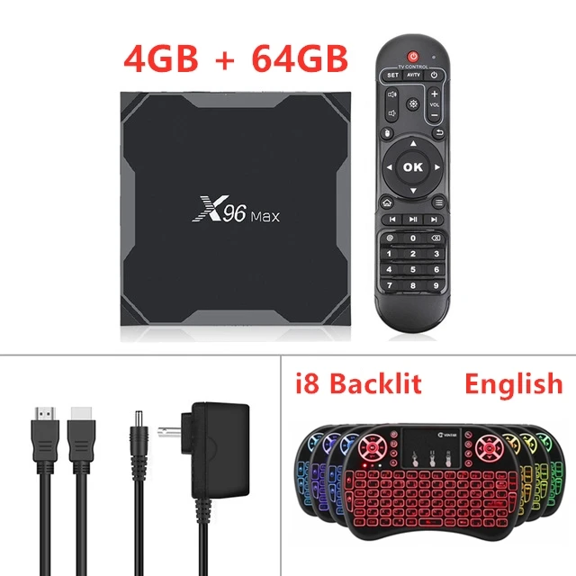 4G 64G i8 Backlit ТВ-приставка X96 MAX Android 9,0 4 ГБ 32 ГБ 64 Гб четырехъядерный процессор Amlogic S905X2 2,4G 5,8G Dual WiFi 1000M HD2.0 H.265 4K X96 MAX X2 - Цвет: 4G 64G i8 Backlit