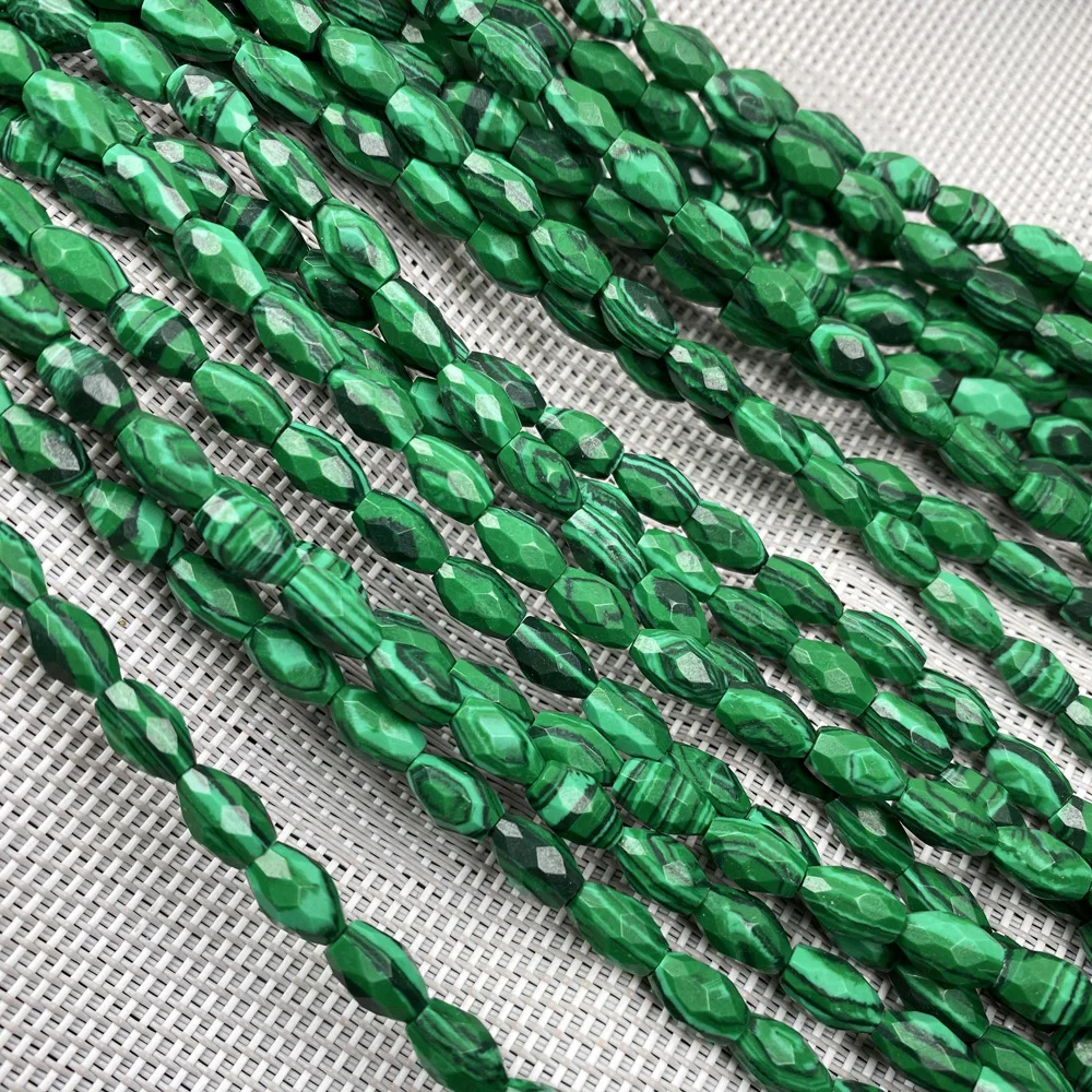 Malachite Граненые бусины в форме колонны из натурального камня, полуфабрикаты из кристаллов для самостоятельного изготовления ювелирных изделий, колье, браслет, аксессуары - Цвет: Malachite