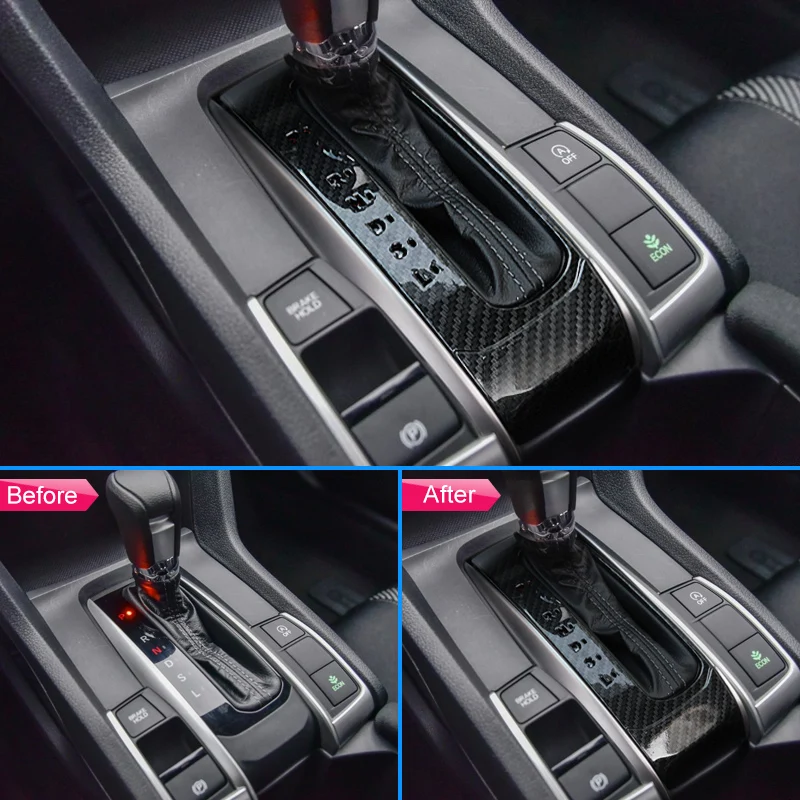 Отделка переключения передач из углеродного волокна для Honda Civic X 2016 2020 10 седан