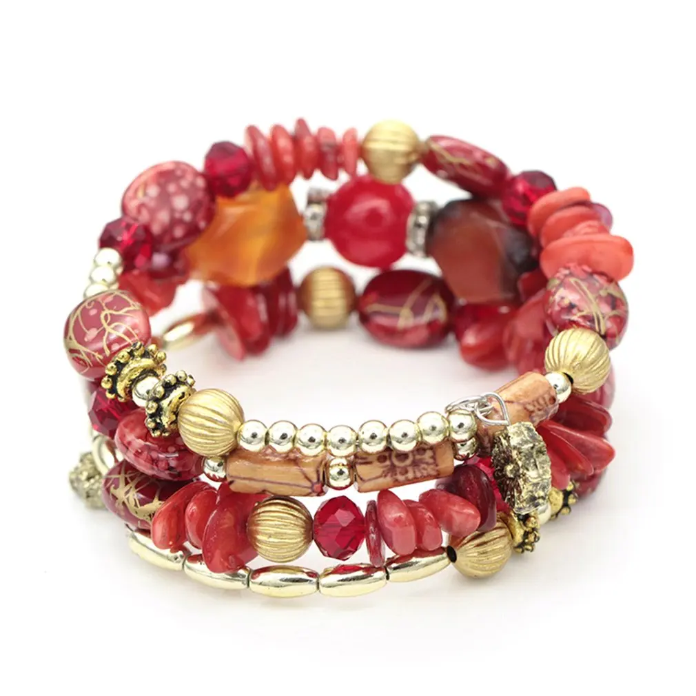 

European American Fashion Women Multi-layers Women Beads Bracelet Vintage National Style Bracelets Fine Jewelry Gift