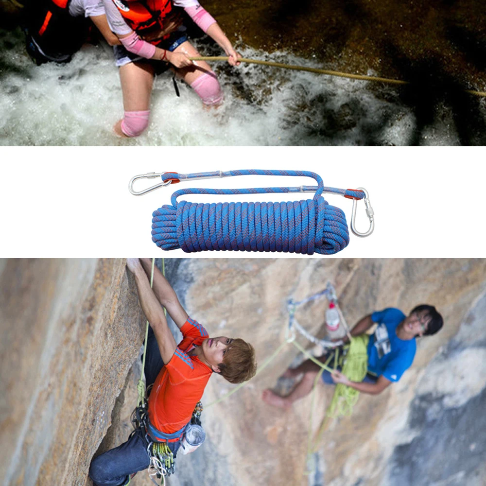 15M Outdoor Climbing Rope Rock 48 Strands 1100kg Tensile High Strength 10mm Ice Climbing Survival Paracord Safety Ropes