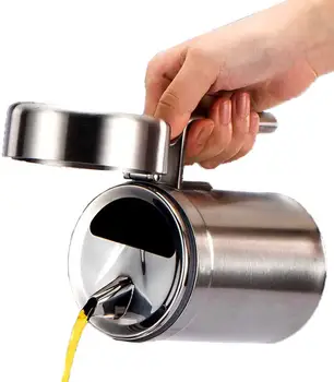 

Olive Oil Can Stainless Steel Oil Dispenser Pot Leak Proof Edible Oil Salad Dressing Storage with Lid for Kitchen Cooking BBQ