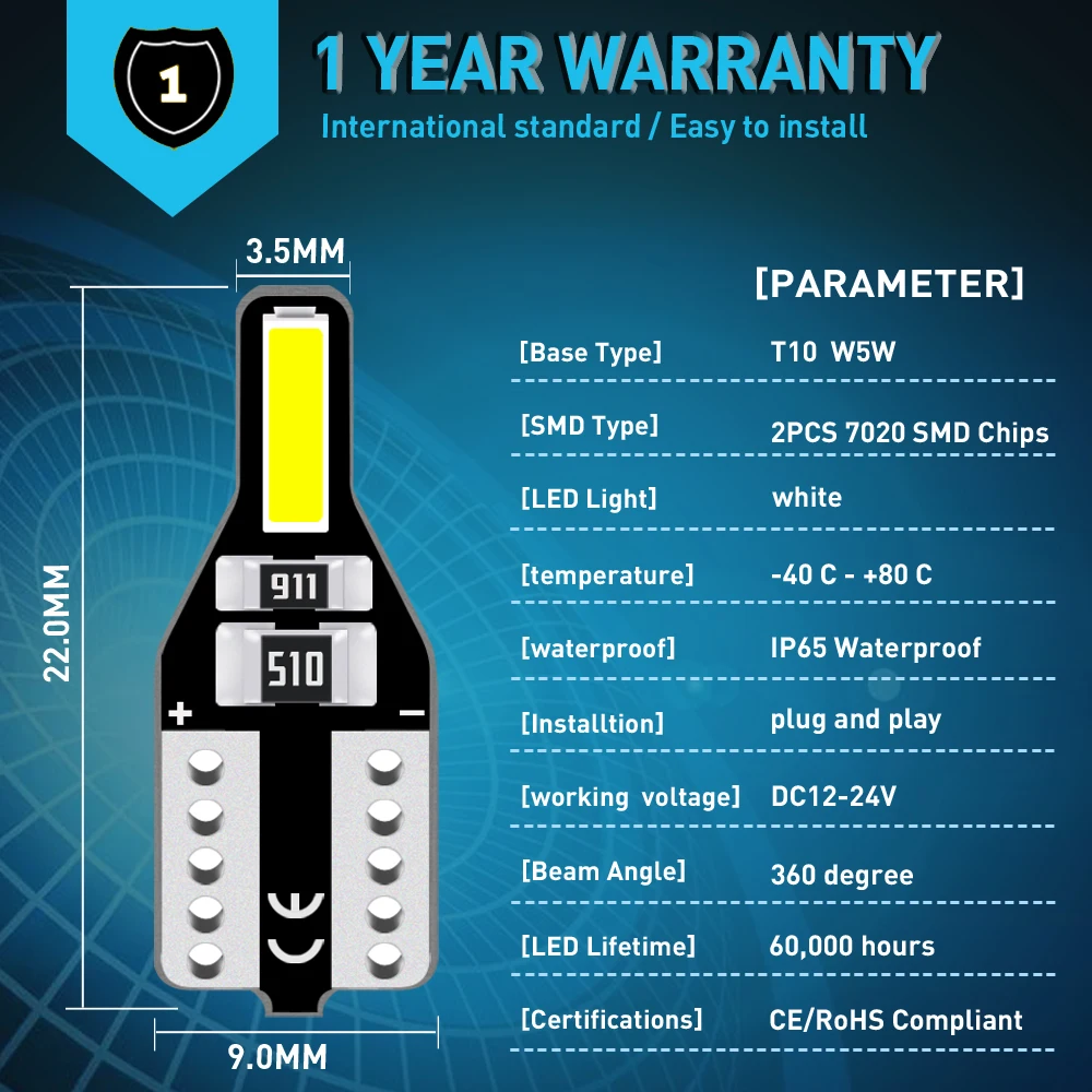 T10 W5W Автомобильный светодиодный светильник 168 192 для VW Passat B5 B6 Golf 4 2001 2010 интерьера