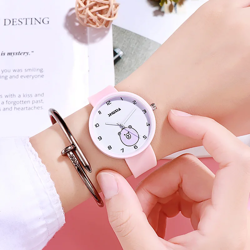 

Japanese-style Cute Girl'S Watch Korean-style Cartoon Pet Pig GIRL'S Heart Harajuku Jelly Soft Sister Silica Gel Quartz Watch