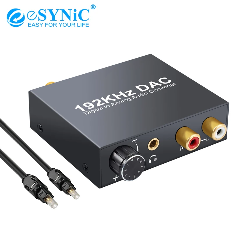 eSYNiC 192kHz DAC Digital to Analog Audio Converter Optical Coaxial Toslink Stereo L/R RCA 3.5mm Jack Adapter |