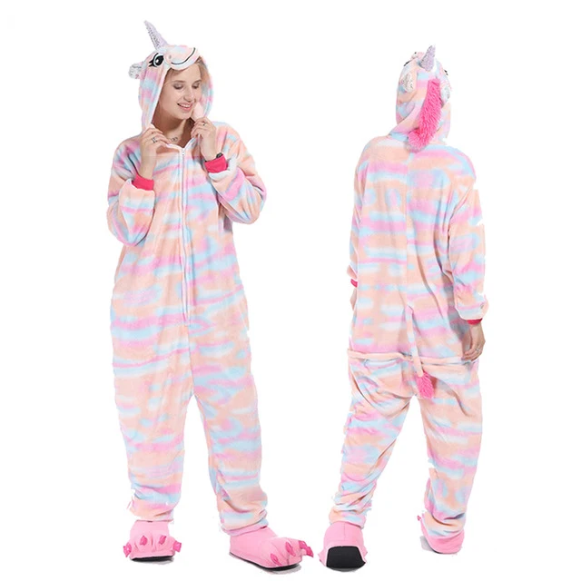 Kigurumi Uincorn, Мужская зимняя фланелевая одежда для сна, Пикачу, единорог, Пижама для взрослых, Мультяшные животные, Комбинезоны для женщин, пижама для пар