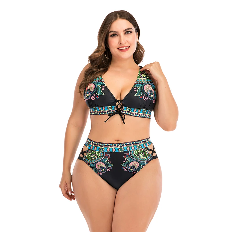 Conjunto de Bikini Retro para mujer, bañador de pecho grande con