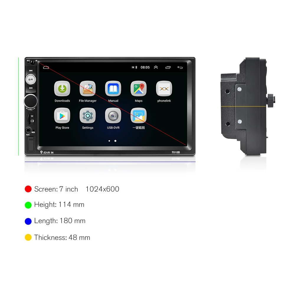  Podofo 2 din Android 8.1 Auto Multimedia-Player radio Stereo 7 