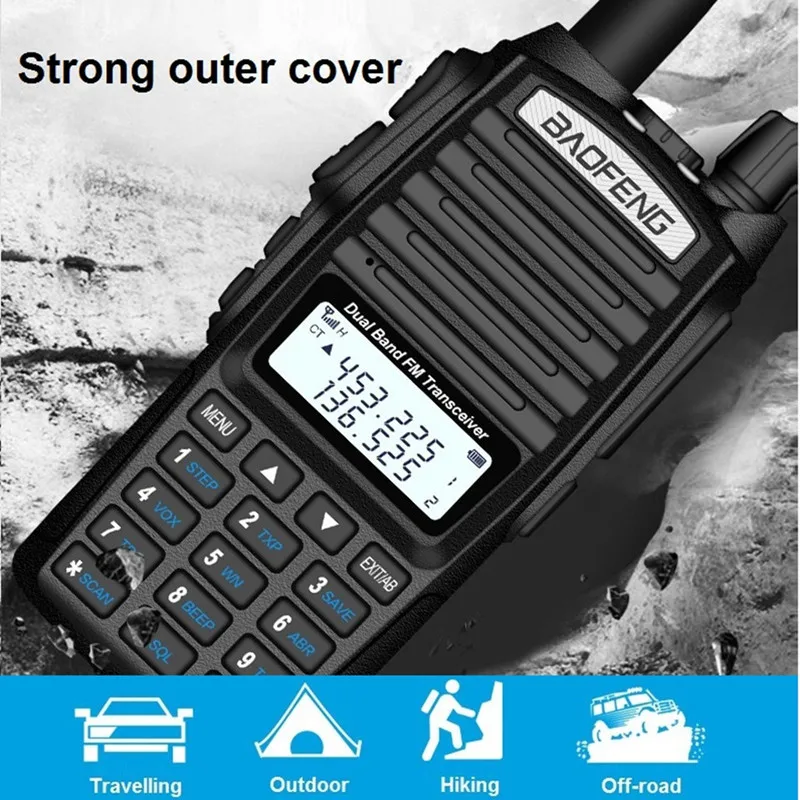 BAOFENG UV-82 8 Вт КВ трансивер Радио Comunicador мощная портативная рация 10 км длинный диапазон UV82 UHF VHF UV 82 Ham CB радио сканер