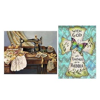 

Full 5D Diy Diamond Painting Cross Stitch "Sewing Machine" & 5D Diamond Painting Kits for Home Wall Decor 12X16Inch